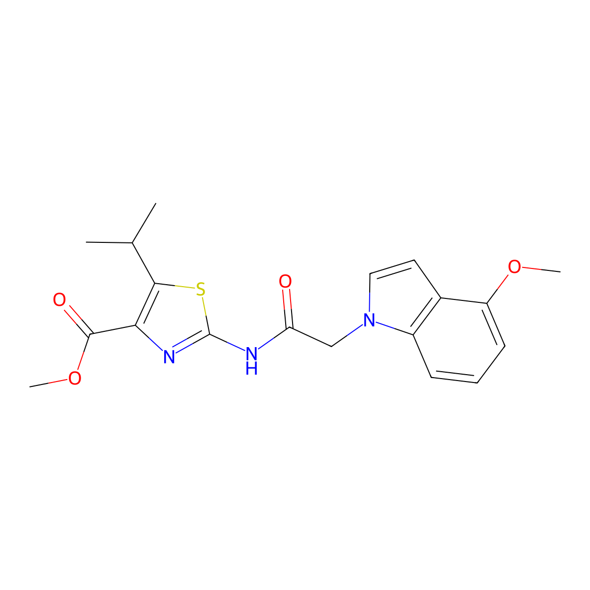 methyl 5-isopropyl-2-{[2-(4-methoxy-1H-indol-1-yl)acetyl]amino}-1,3-thiazole-4-carboxylate molecular structure, CAS 1401567-27-8