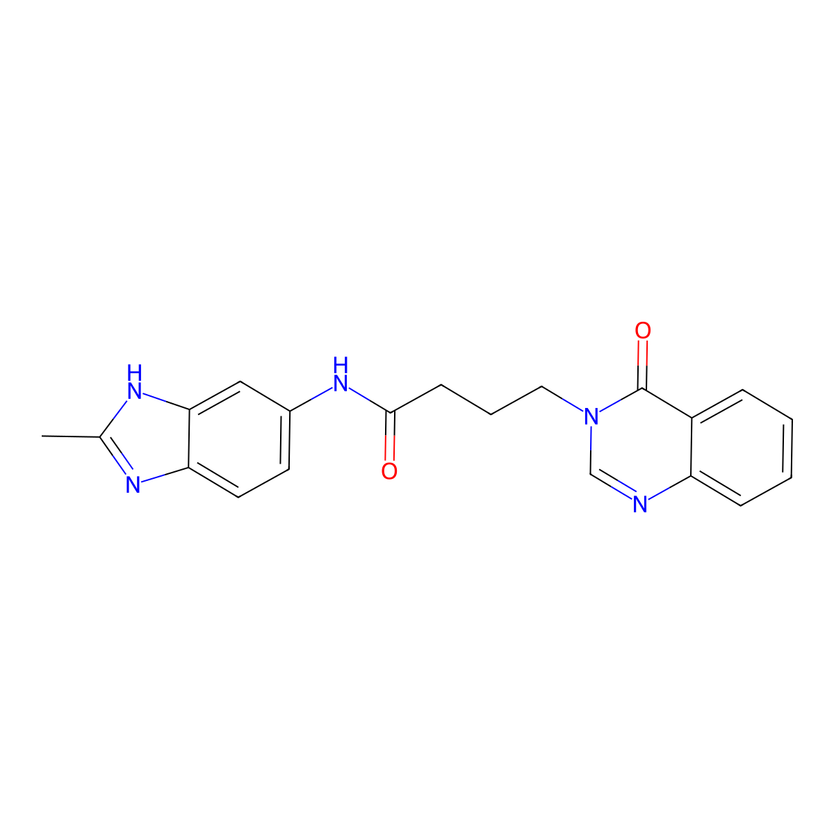 N-(2-methyl-1H-benzimidazol-6-yl)-4-(4-oxoquinazolin-3(4H)-yl)butanamide molecular structure, CAS 1401567-42-7