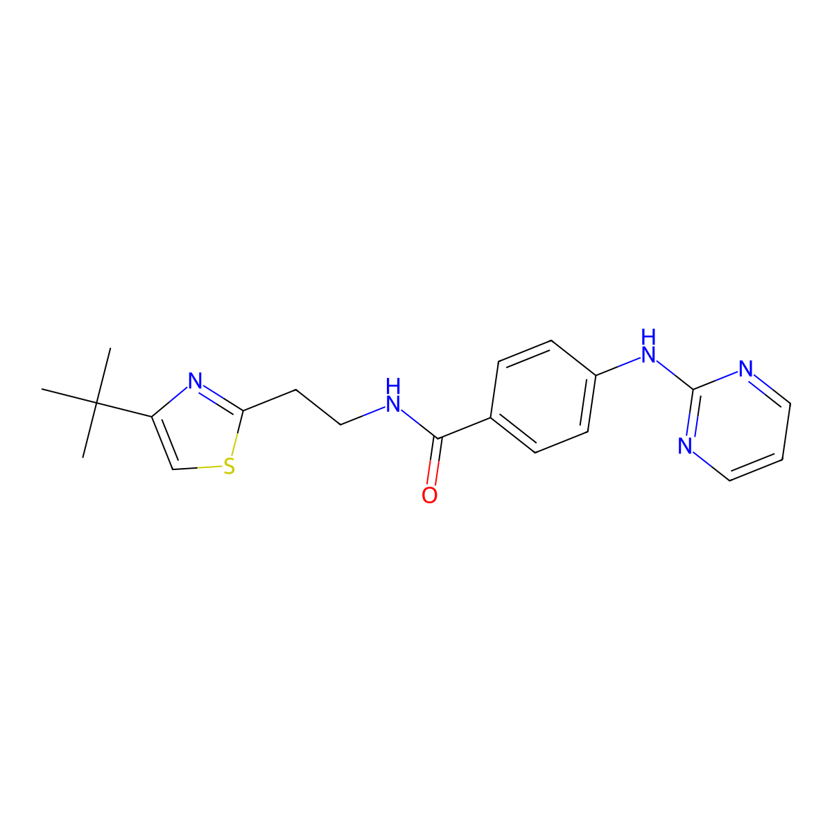 N-[2-(4-tert-butyl-1,3-thiazol-2-yl)ethyl]-4-(pyrimidin-2-ylamino)benzamide molecular structure, CAS 1401567-44-9