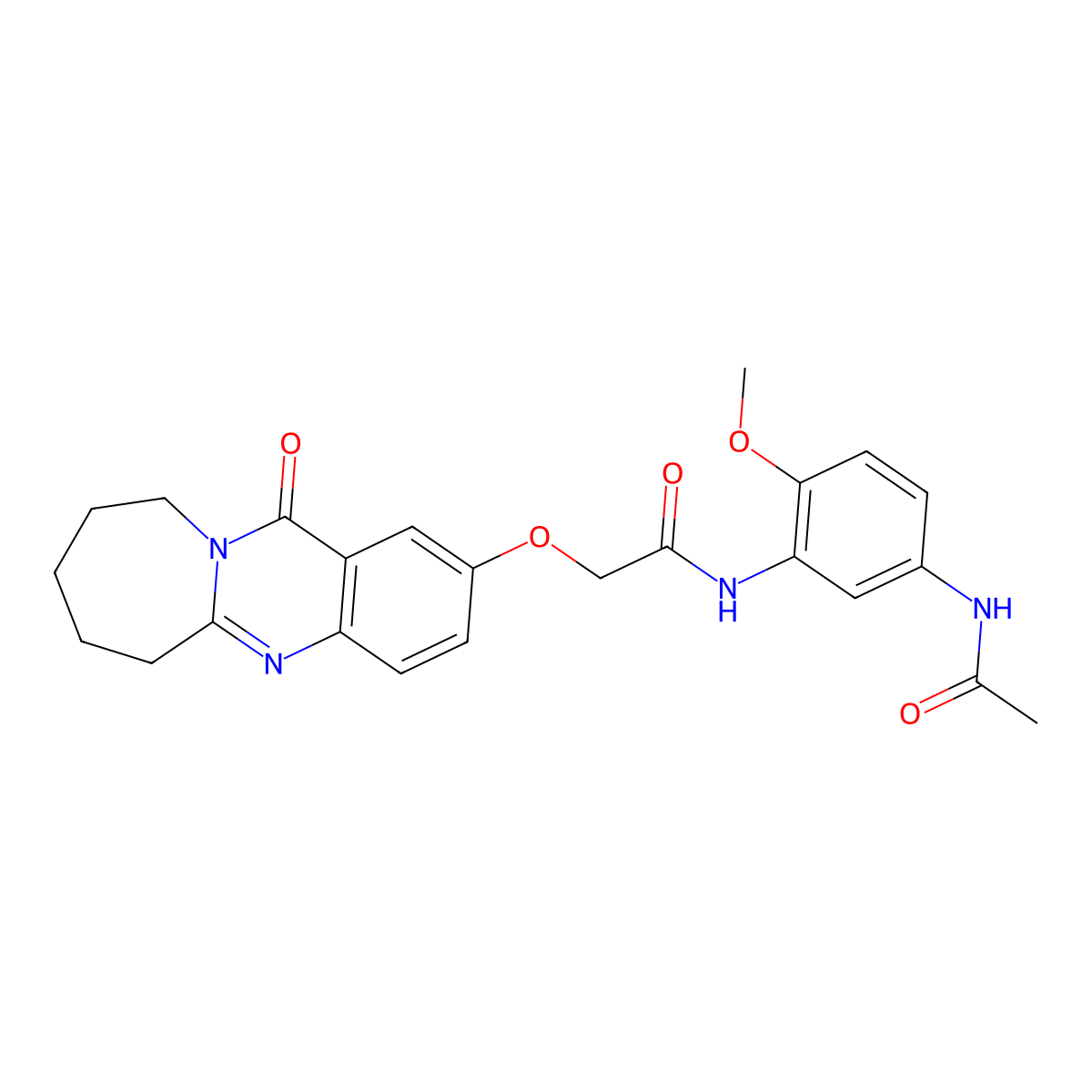 N-[5-(acetylamino)-2-methoxyphenyl]-2-[(12-oxo-6,7,8,9,10,12-hexahydroazepino[2,1-b]quinazolin-2-yl)oxy]acetamide molecular structure, CAS 1401567-52-9