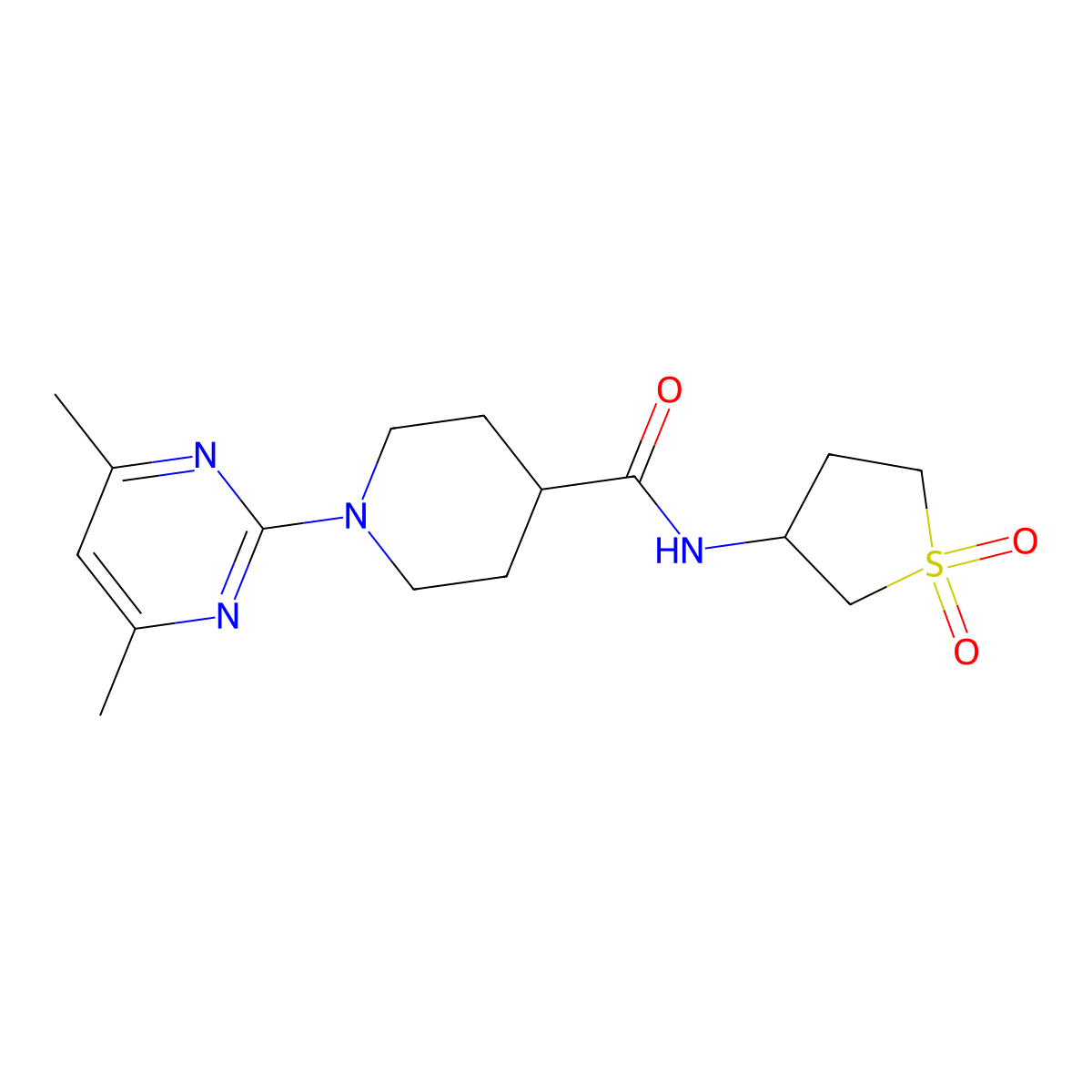 1-(4,6-dimethylpyrimidin-2-yl)-N-(1,1-dioxidotetrahydrothiophen-3-yl)piperidine-4-carboxamide molecular structure, CAS 1401567-61-0