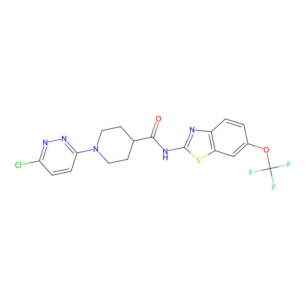 1-(6-chloropyridazin-3-yl)-N-[6-(trifluoromethoxy)-1,3-benzothiazol-2-yl]piperidine-4-carboxamide molecular structure, CAS 1401567-62-1