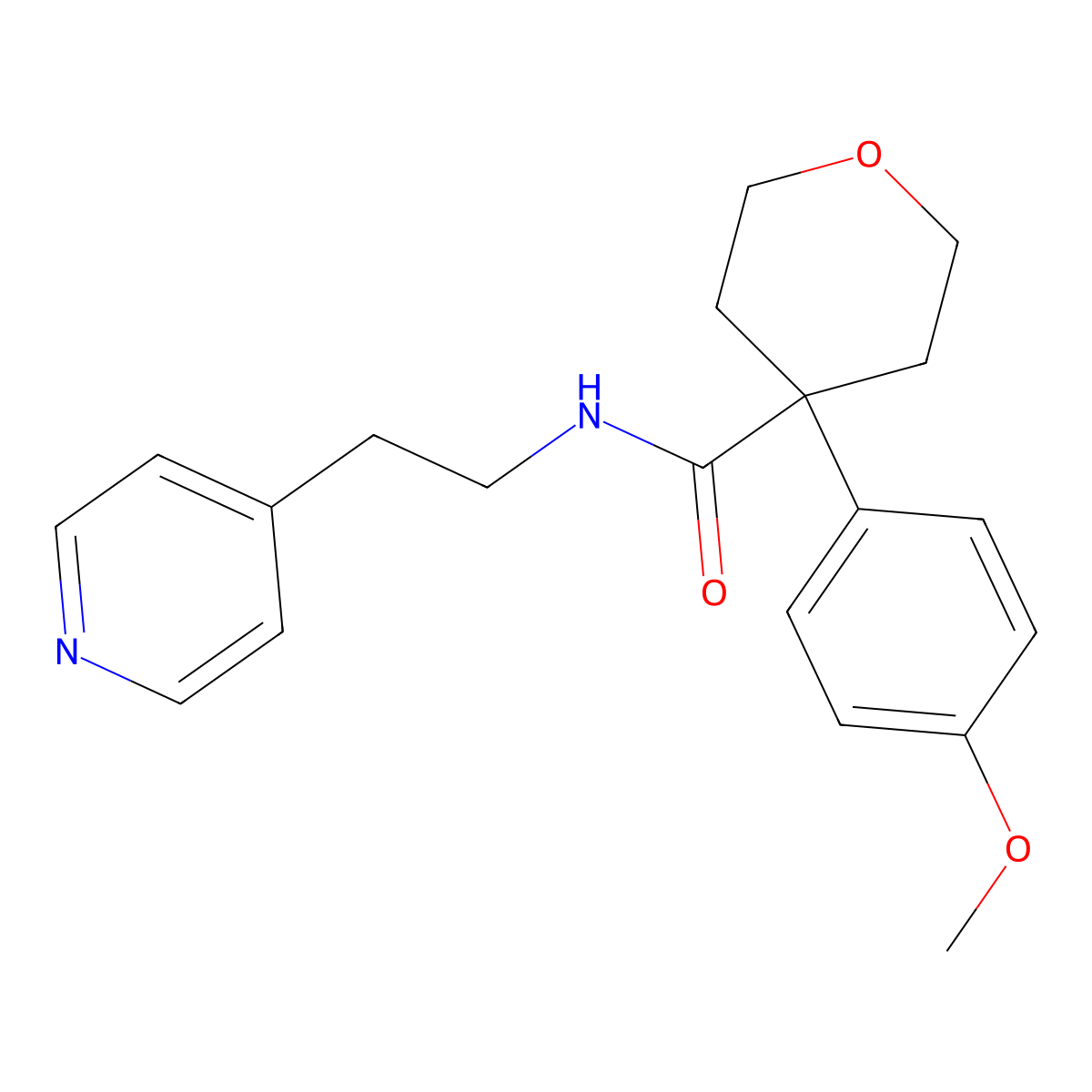 4-(4-methoxyphenyl)-N-[2-(4-pyridyl)ethyl]tetrahydro-2H-pyran-4-carboxamide molecular structure, CAS 1401567-66-5
