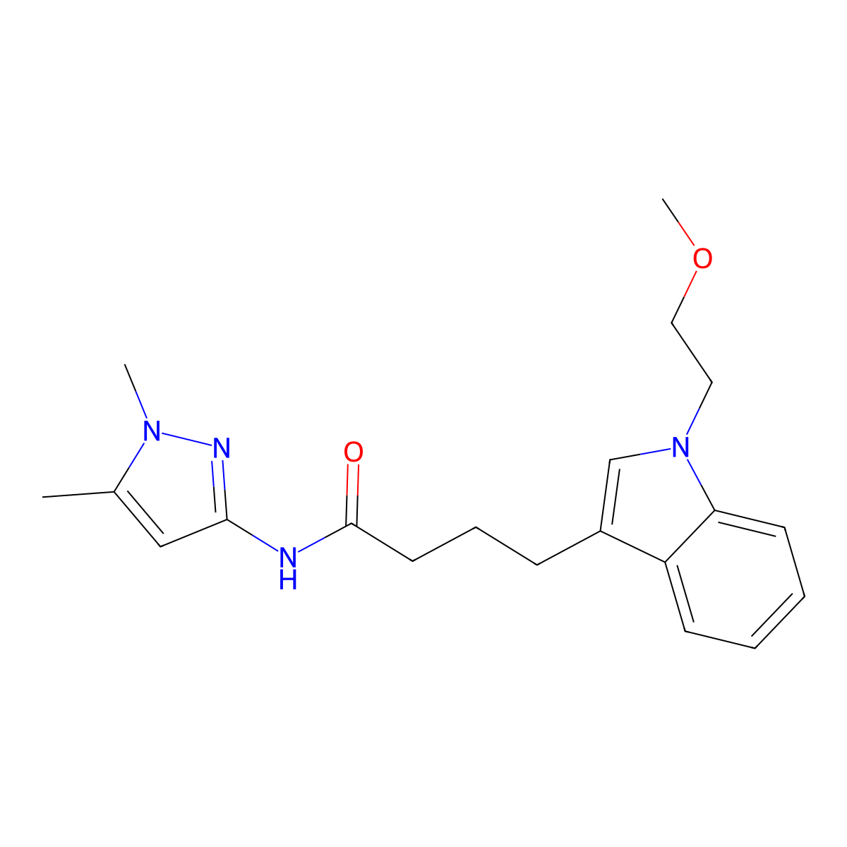 N-(1,5-dimethyl-1H-pyrazol-3-yl)-4-[1-(2-methoxyethyl)-1H-indol-3-yl]butanamide molecular structure, CAS 1401567-73-4