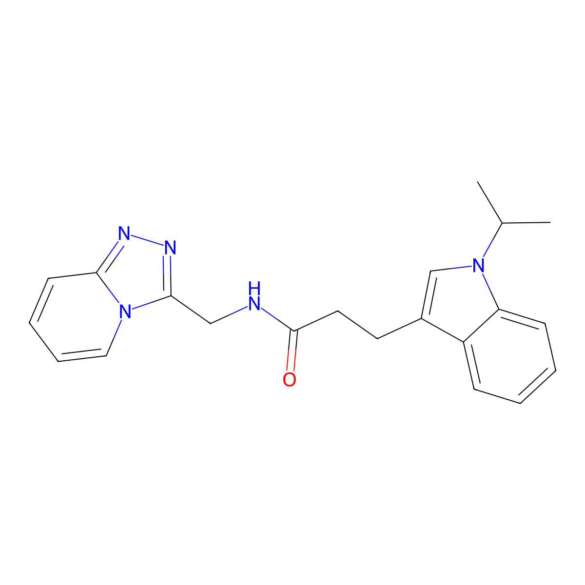 N-([1,2,4]triazolo[4,3-a]pyridin-3-ylmethyl)-3-(1-isopropyl-1H-indol-3-yl)propanamide molecular structure, CAS 1401567-93-8