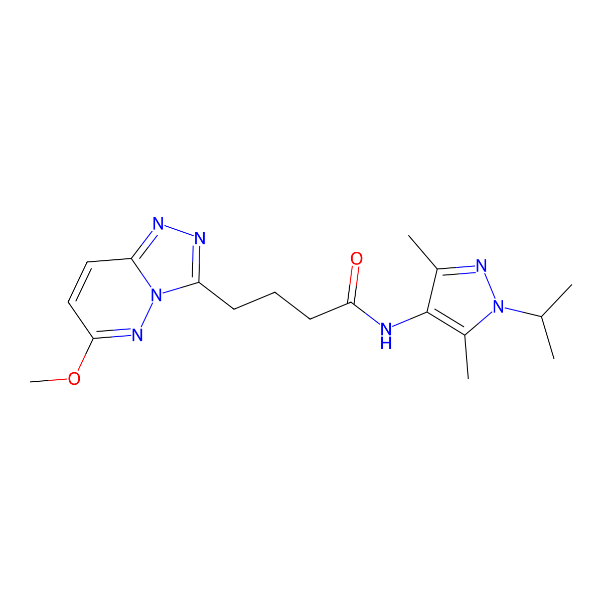 N-(1-isopropyl-3,5-dimethyl-1H-pyrazol-4-yl)-4-(6-methoxy-[1,2,4]triazolo[4,3-b]pyridazin-3-yl)butanamide molecular structure, CAS 1401567-99-4
