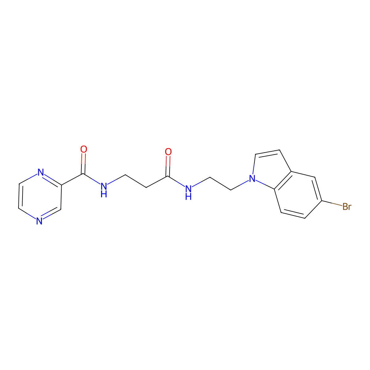 N-(3-{[2-(5-bromo-1H-indol-1-yl)ethyl]amino}-3-oxopropyl)-2-pyrazinecarboxamide molecular structure, CAS 1401568-11-3