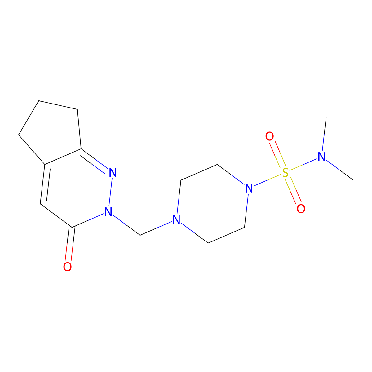 N,N-dimethyl-4-[(3-oxo-3,5,6,7-tetrahydro-2H-cyclopenta[c]pyridazin-2-yl)methyl]piperazine-1-sulfonamide molecular structure, CAS 1401568-14-6