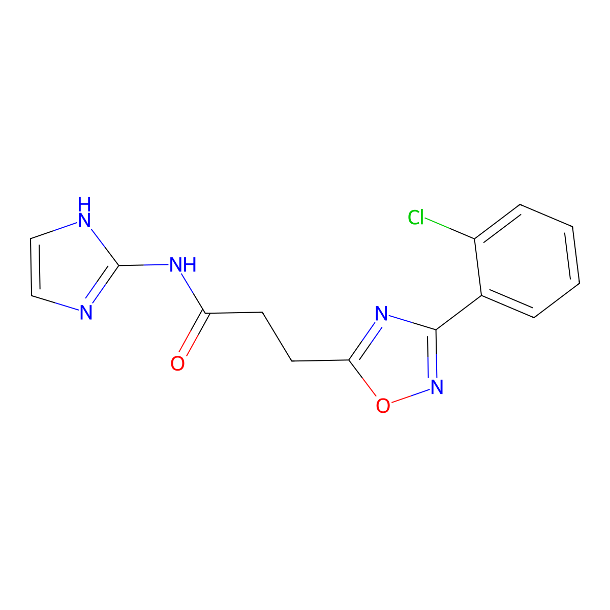 3-[3-(2-chlorophenyl)-1,2,4-oxadiazol-5-yl]-N-(1H-imidazol-2-yl)propanamide molecular structure, CAS 1401568-24-8