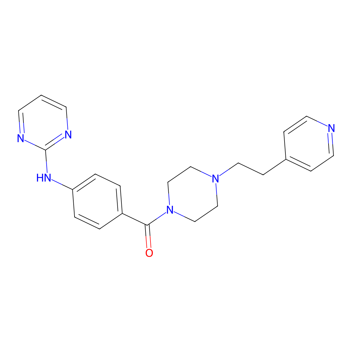 {4-[2-(Pyridin-4-yl)ethyl]piperazin-1-yl}[4-(pyrimidin-2-ylamino)phenyl]methanone molecular structure, CAS 1401568-29-3