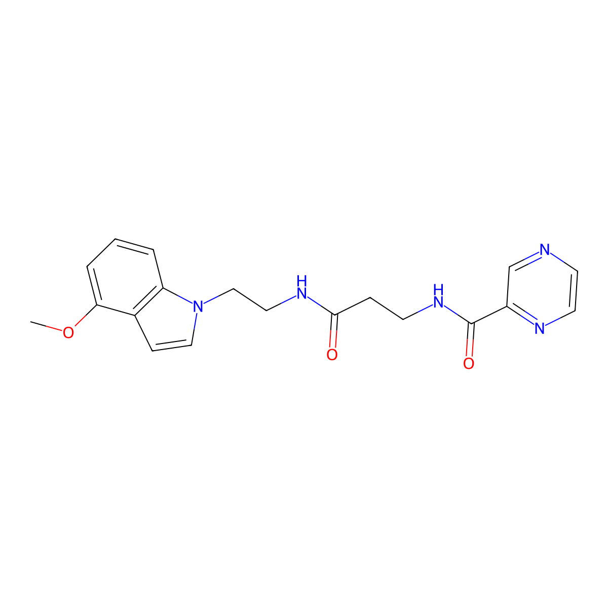 N-(3-{[2-(4-methoxy-1H-indol-1-yl)ethyl]amino}-3-oxopropyl)-2-pyrazinecarboxamide molecular structure, CAS 1401568-34-0