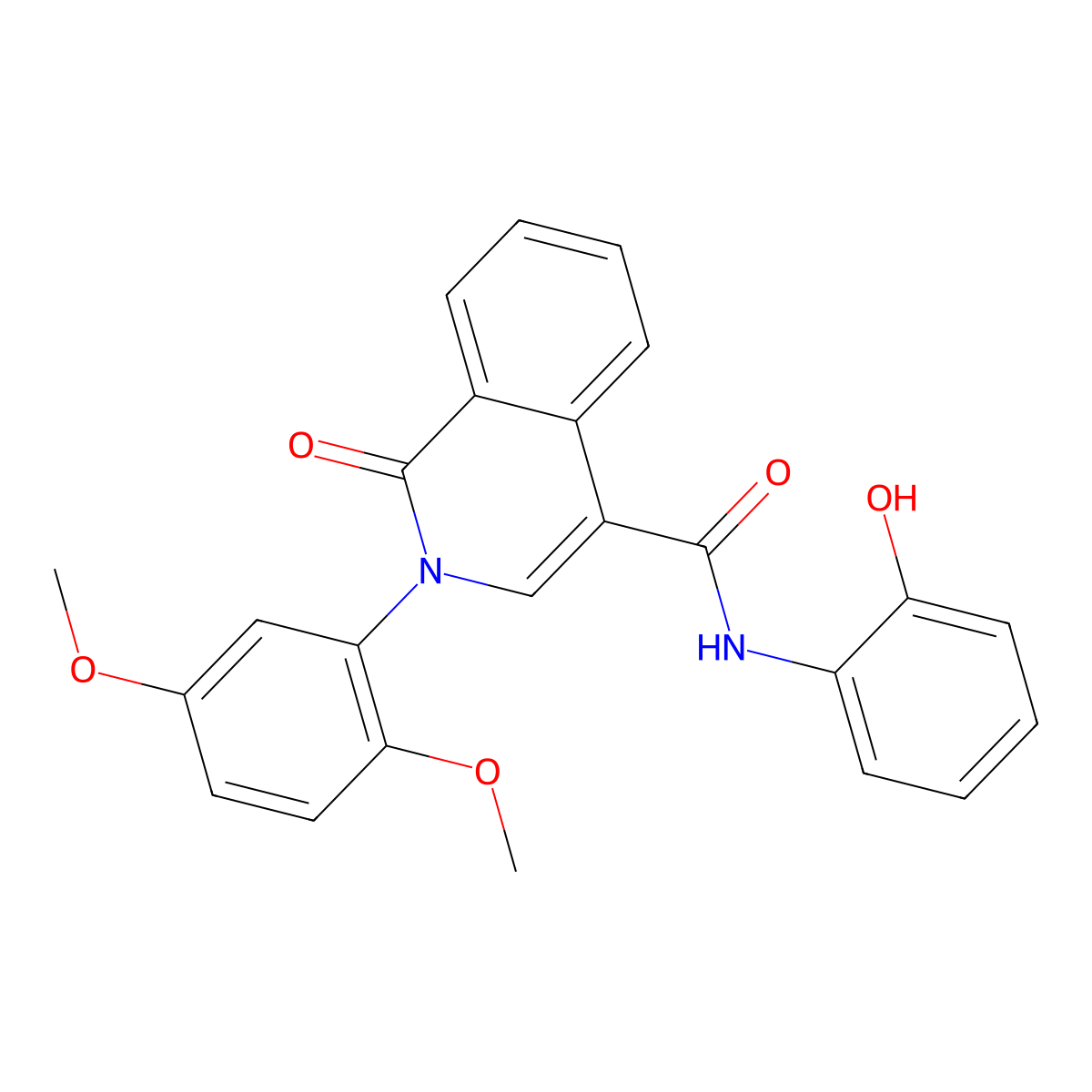 2-(2,5-dimethoxyphenyl)-N-(2-hydroxyphenyl)-1-oxo-1,2-dihydroisoquinoline-4-carboxamide molecular structure, CAS 1401568-48-6