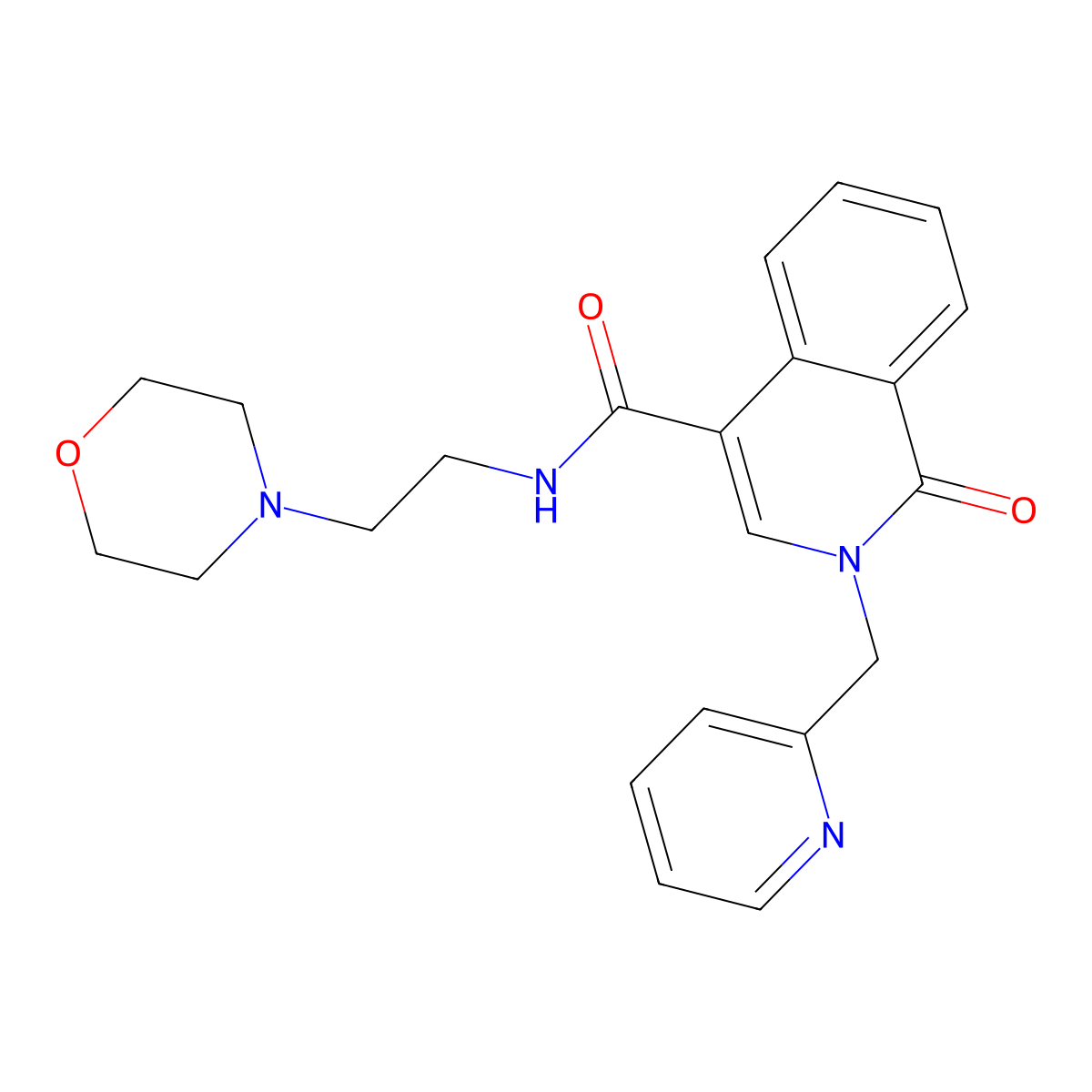 N-[2-(morpholin-4-yl)ethyl]-1-oxo-2-(pyridin-2-ylmethyl)-1,2-dihydroisoquinoline-4-carboxamide molecular structure, CAS 1401568-57-7