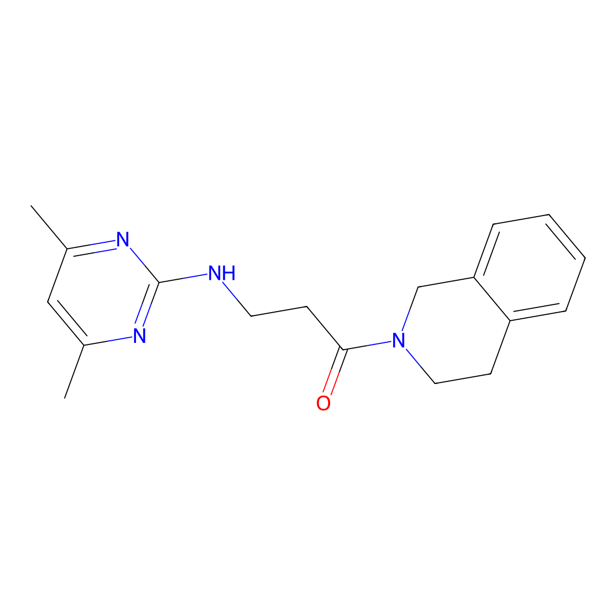 1-(3,4-dihydroisoquinolin-2(1H)-yl)-3-[(4,6-dimethylpyrimidin-2-yl)amino]propan-1-one molecular structure, CAS 1401568-62-4