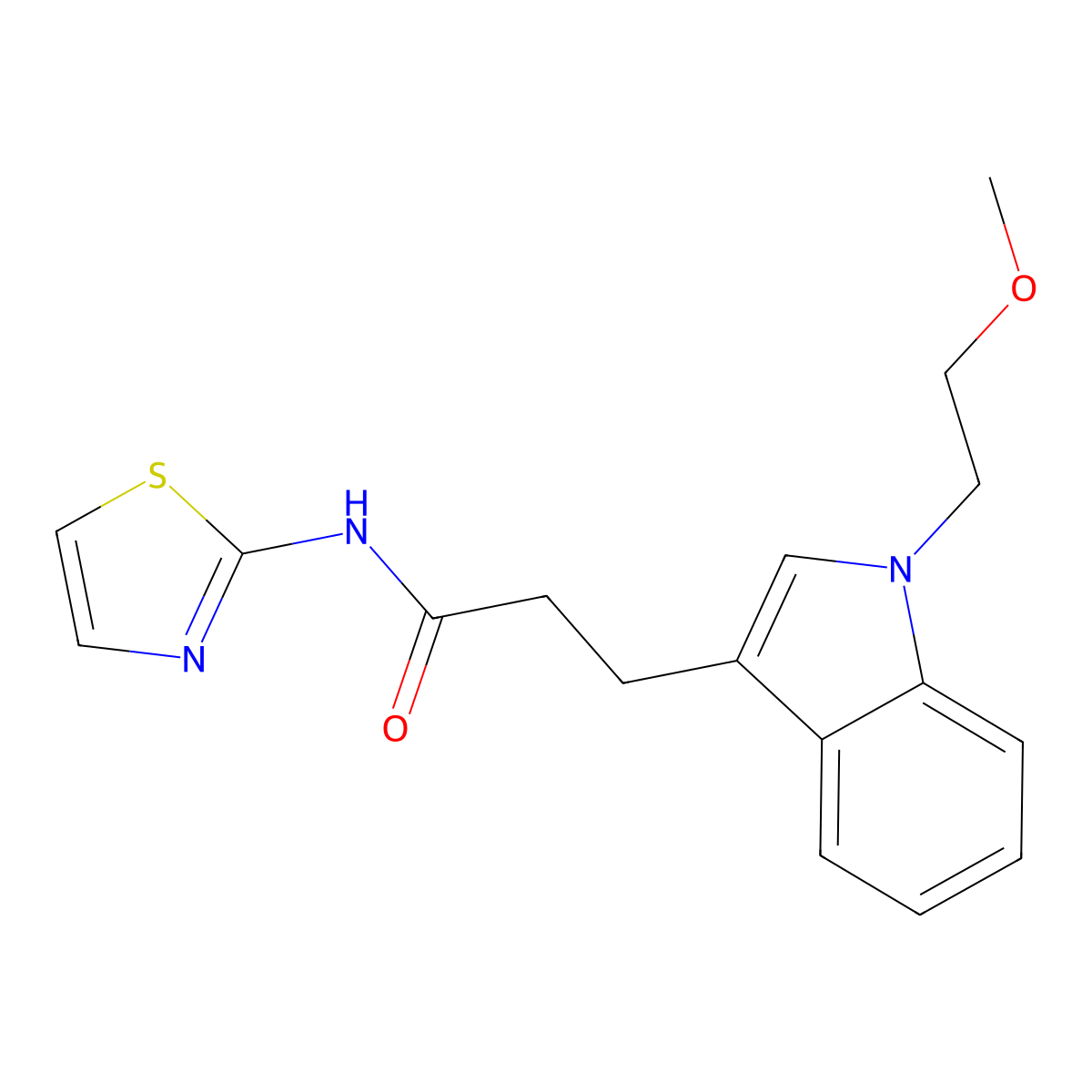 3-(1-(2-methoxyethyl)-1H-indol-3-yl)-N-(thiazol-2-yl)propanamide molecular structure, CAS 1401568-90-8