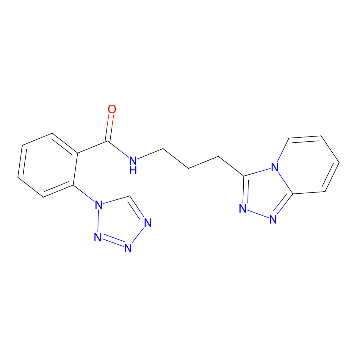 2-(1H-tetrazol-1-yl)-N-[3-([1,2,4]triazolo[4,3-a]pyridin-3-yl)propyl]benzamide molecular structure, CAS 1401568-99-7