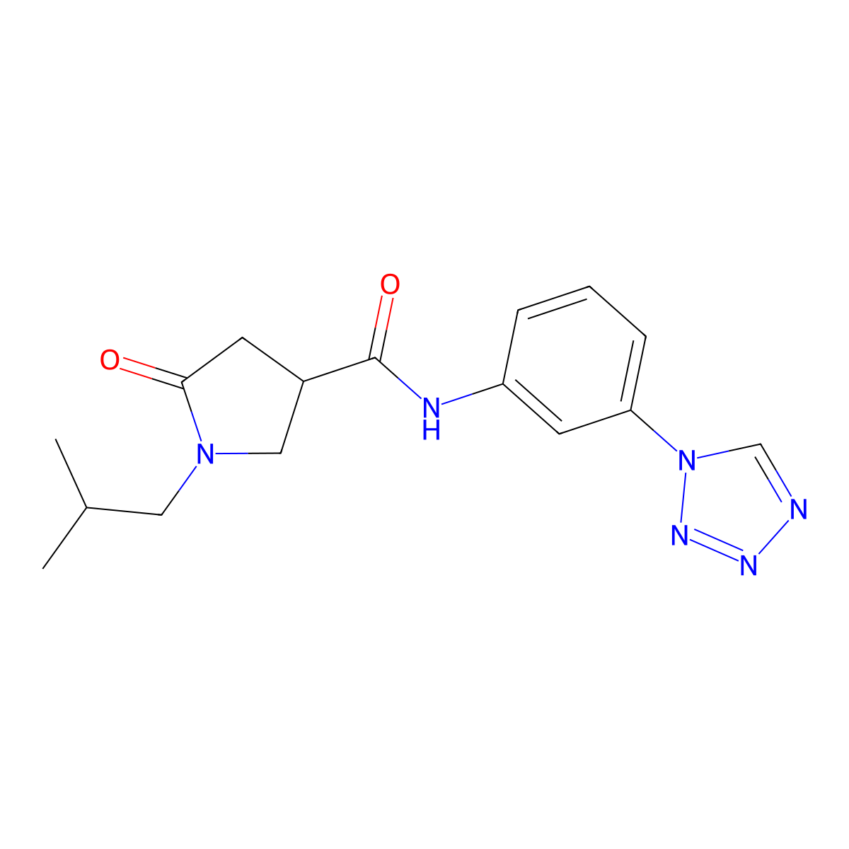 1-(2-methylpropyl)-5-oxo-N-[3-(1H-tetrazol-1-yl)phenyl]pyrrolidine-3-carboxamide molecular structure, CAS 1401569-00-3