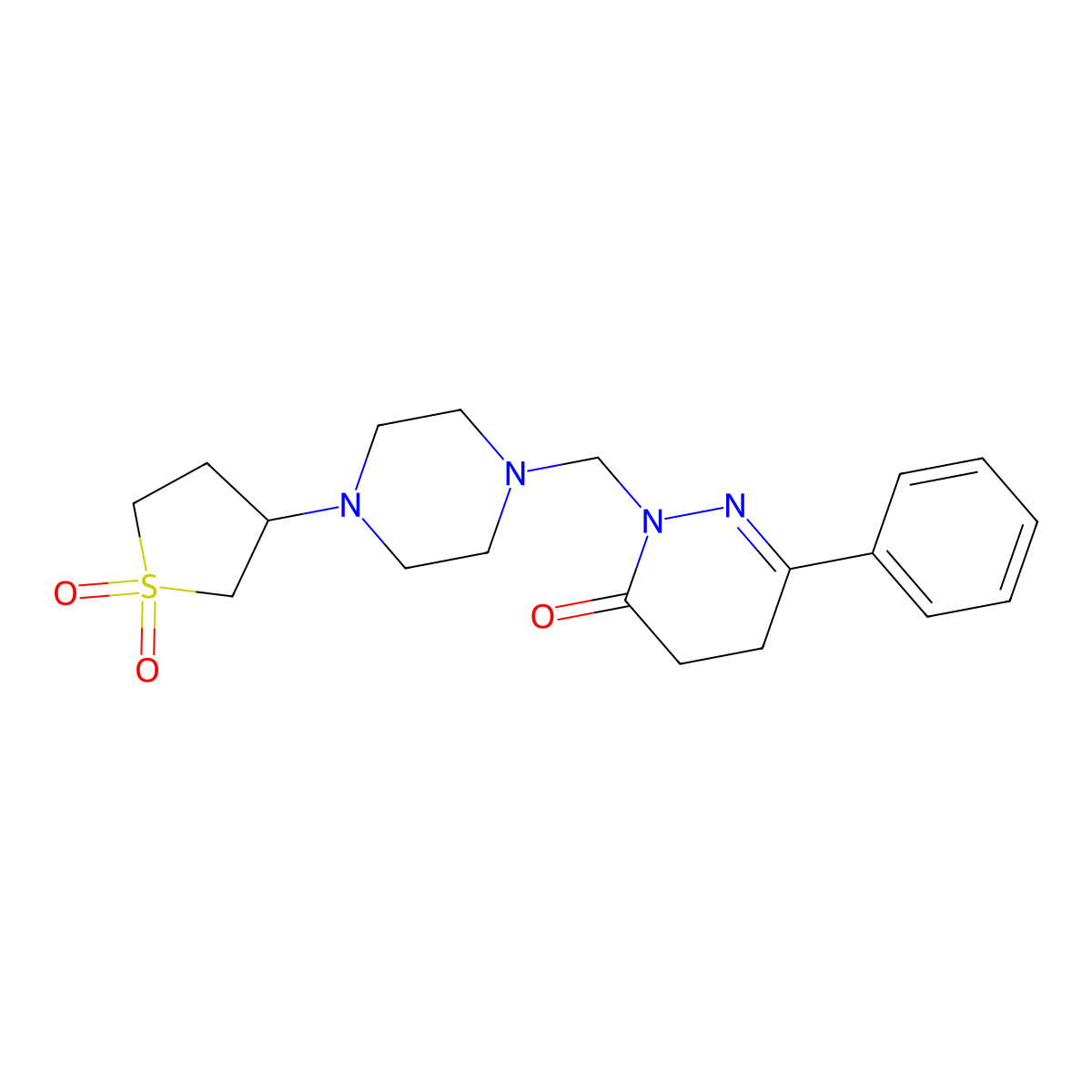 2-((4-(1,1-dioxidotetrahydrothiophen-3-yl)piperazin-1-yl)methyl)-6-phenyl-4,5-dihydropyridazin-3(2H)-one molecular structure, CAS 1401569-01-4
