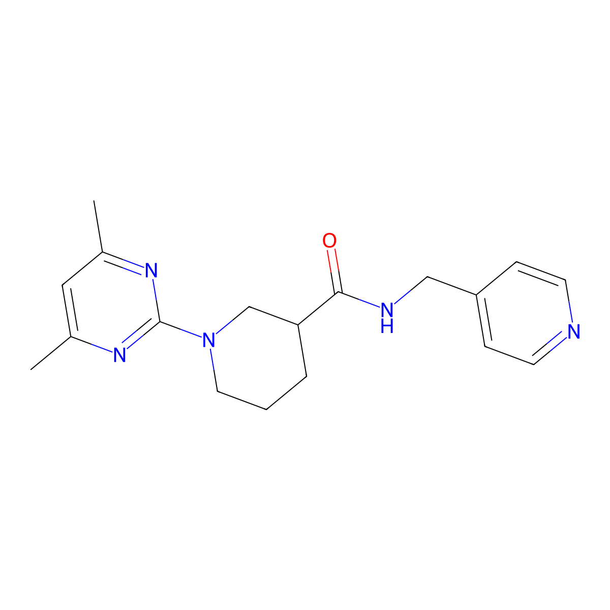 1-(4,6-dimethyl-2-pyrimidinyl)-N-(4-pyridylmethyl)-3-piperidinecarboxamide molecular structure, CAS 1401569-06-9
