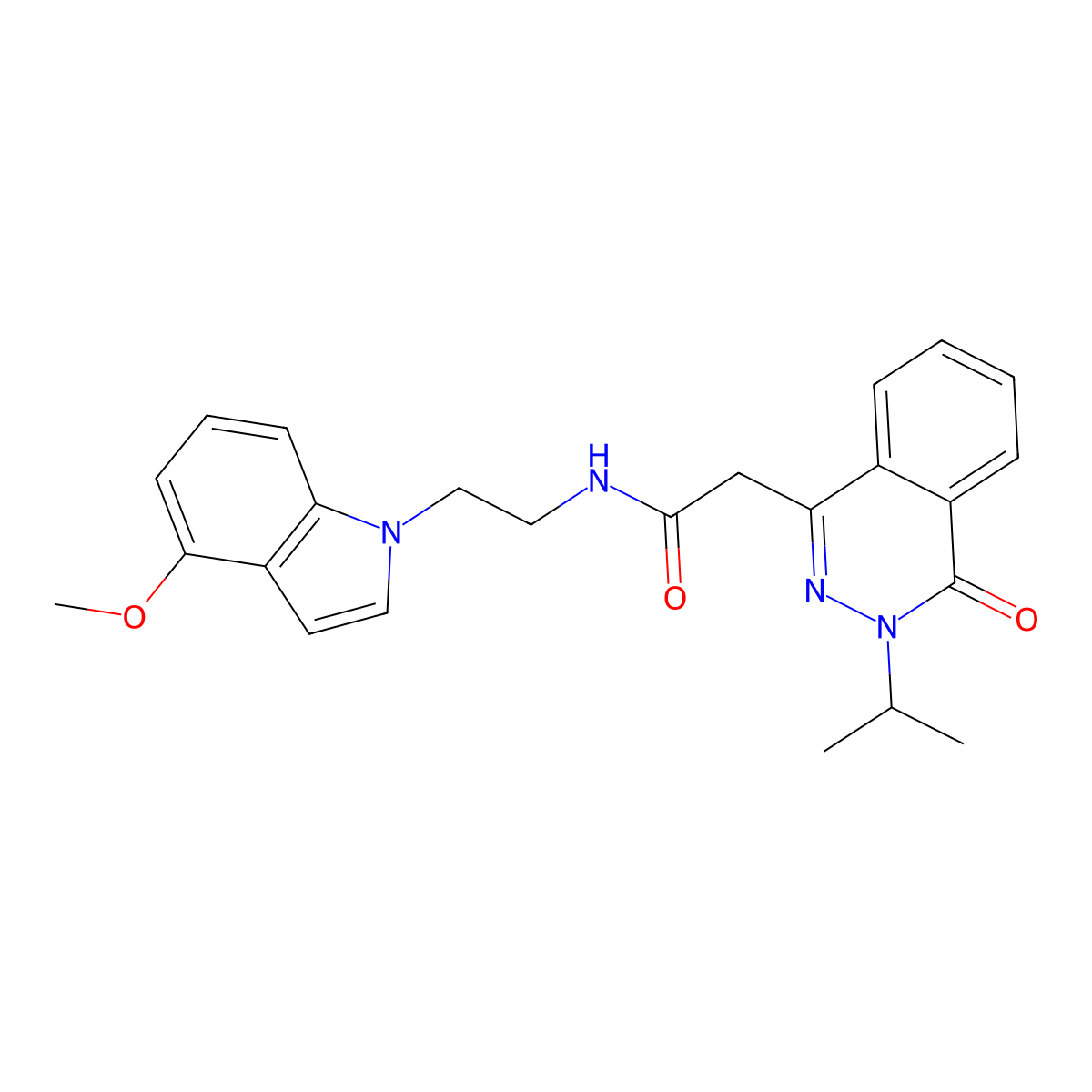 N-[2-(4-methoxy-1H-indol-1-yl)ethyl]-2-[4-oxo-3-(propan-2-yl)-3,4-dihydrophthalazin-1-yl]acetamide molecular structure, CAS 1401569-13-8