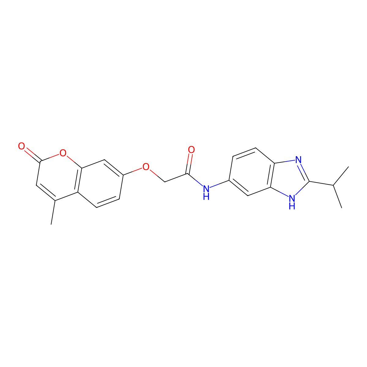 2-[(4-methyl-2-oxo-2H-chromen-7-yl)oxy]-N-[2-(propan-2-yl)-1H-benzimidazol-5-yl]acetamide molecular structure, CAS 1401569-15-0