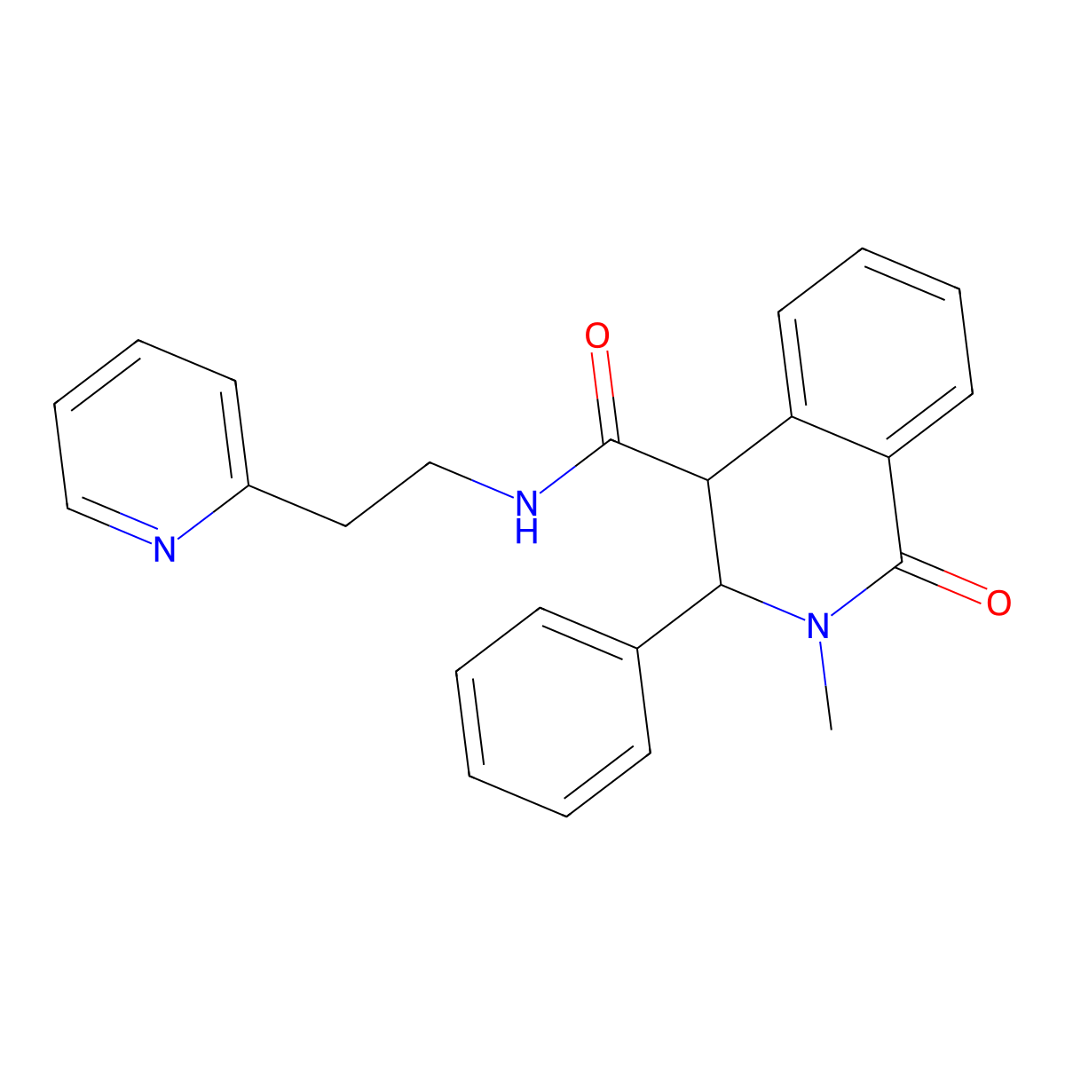 2-methyl-1-oxo-3-phenyl-N-[2-(pyridin-2-yl)ethyl]-1,2,3,4-tetrahydroisoquinoline-4-carboxamide molecular structure, CAS 1401569-23-0