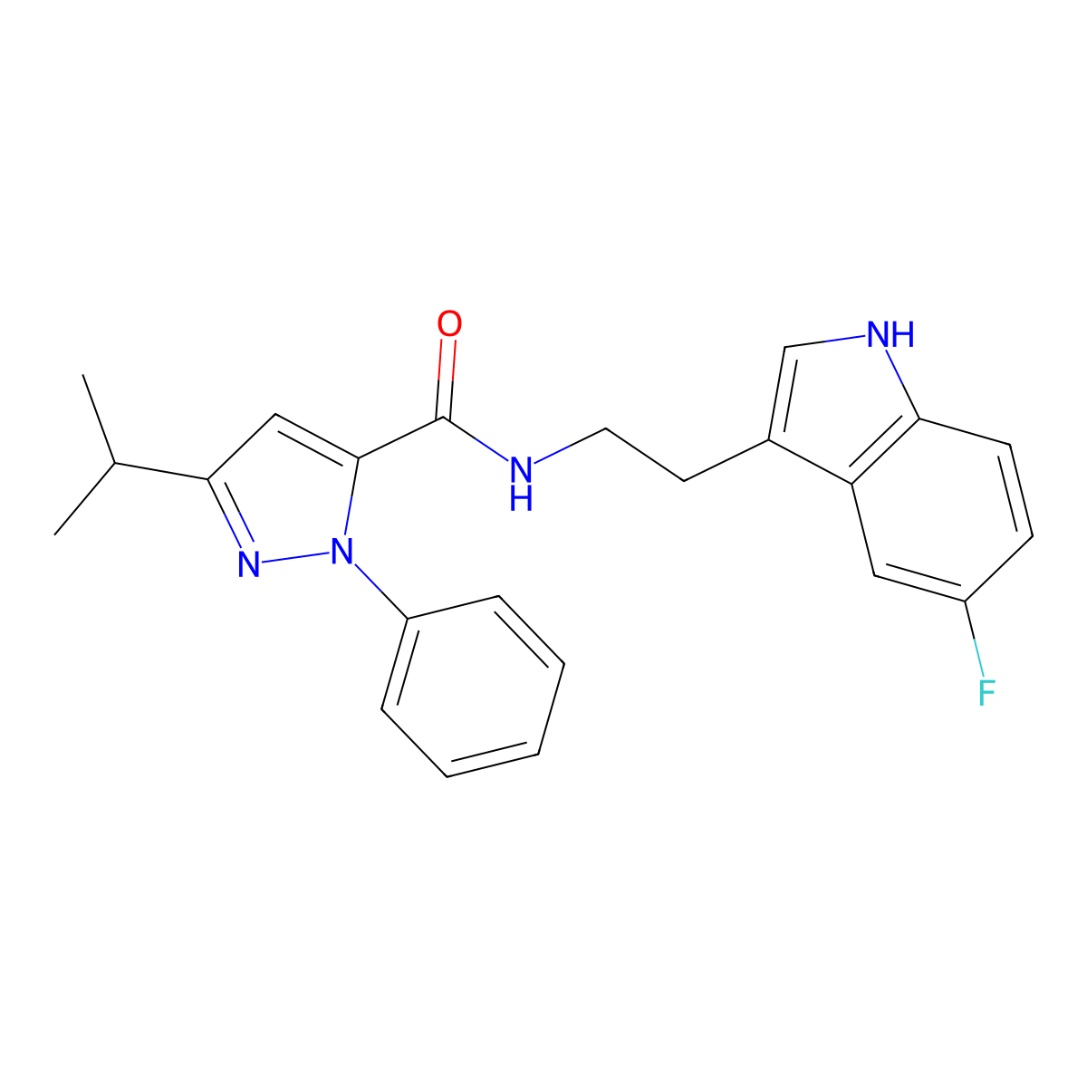N-[2-(5-fluoro-1H-indol-3-yl)ethyl]-1-phenyl-3-(propan-2-yl)-1H-pyrazole-5-carboxamide molecular structure, CAS 1401569-36-5