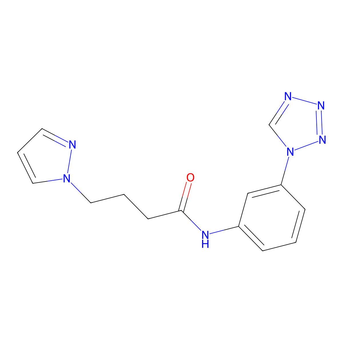 4-(1H-pyrazol-1-yl)-N-[3-(1H-tetrazol-1-yl)phenyl]butanamide molecular structure, CAS 1401569-37-6