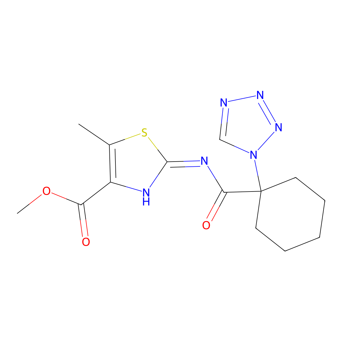 methyl 5-methyl-2-({[1-(1H-tetrazol-1-yl)cyclohexyl]carbonyl}amino)-1,3-thiazole-4-carboxylate molecular structure, CAS 1401569-42-3