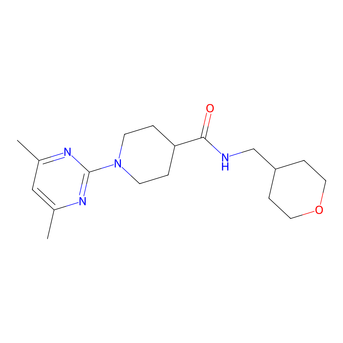 1-(4,6-dimethylpyrimidin-2-yl)-N-(tetrahydro-2H-pyran-4-ylmethyl)piperidine-4-carboxamide molecular structure, CAS 1401569-43-4