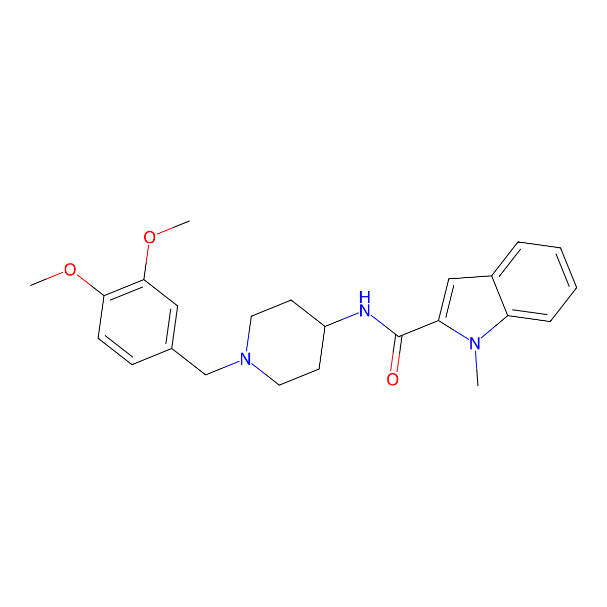 N-[1-(3,4-dimethoxybenzyl)piperidin-4-yl]-1-methyl-1H-indole-2-carboxamide molecular structure, CAS 1401569-48-9