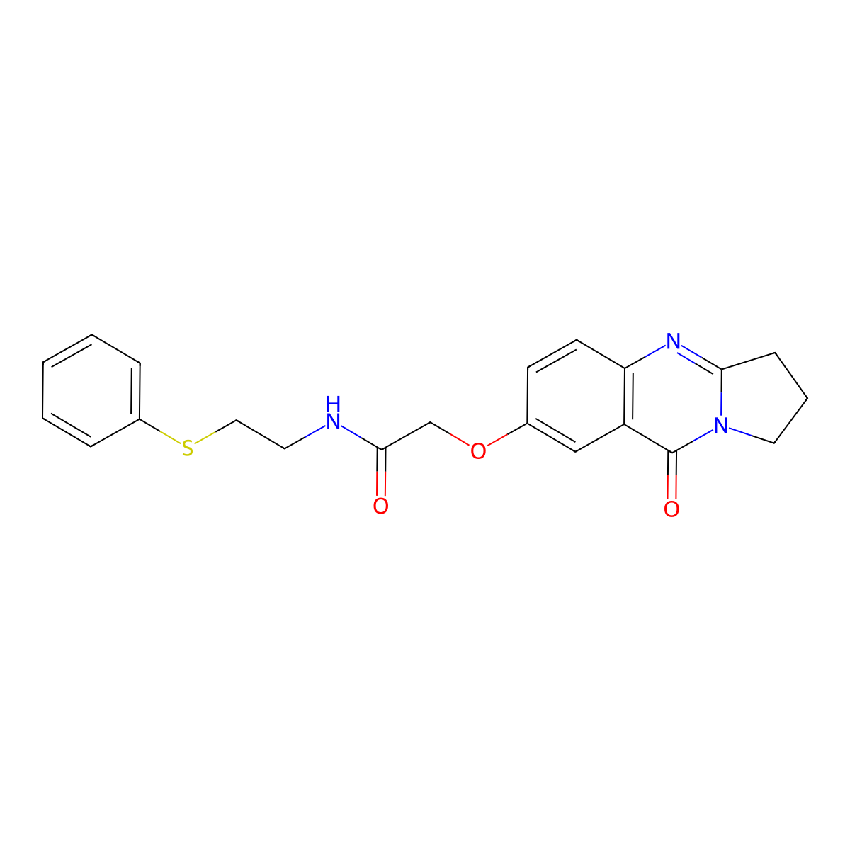 2-[(9-oxo-1,2,3,9-tetrahydropyrrolo[2,1-b]quinazolin-7-yl)oxy]-N-[2-(phenylsulfanyl)ethyl]acetamide molecular structure, CAS 1401569-49-0