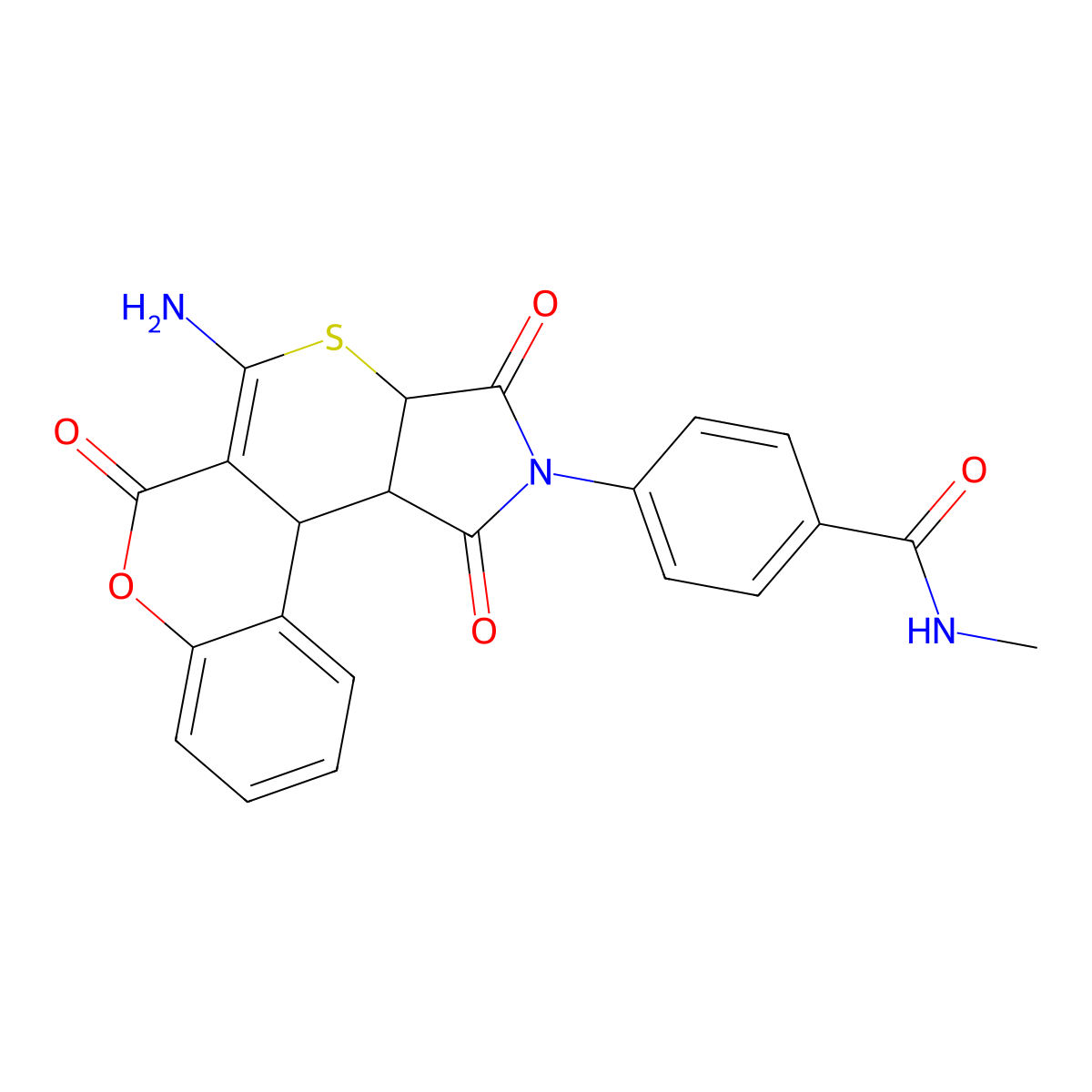 4-(5-amino-1,3,6-trioxo-3,3a-dihydro-1H-chromeno[4',3':4,5]thiopyrano[2,3-c]pyrrol-2(6H,11bH,11cH)-yl)-N-methylbenzamide molecular structure, CAS 1401569-52-5