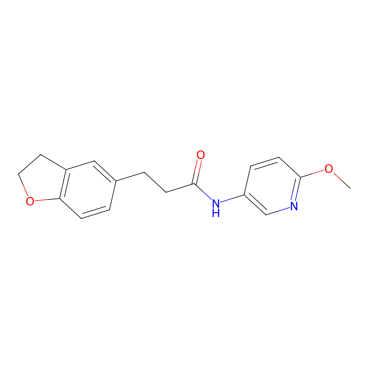 3-(2,3-dihydro-1-benzofuran-5-yl)-N-(6-methoxypyridin-3-yl)propanamide molecular structure, CAS 1401569-61-6