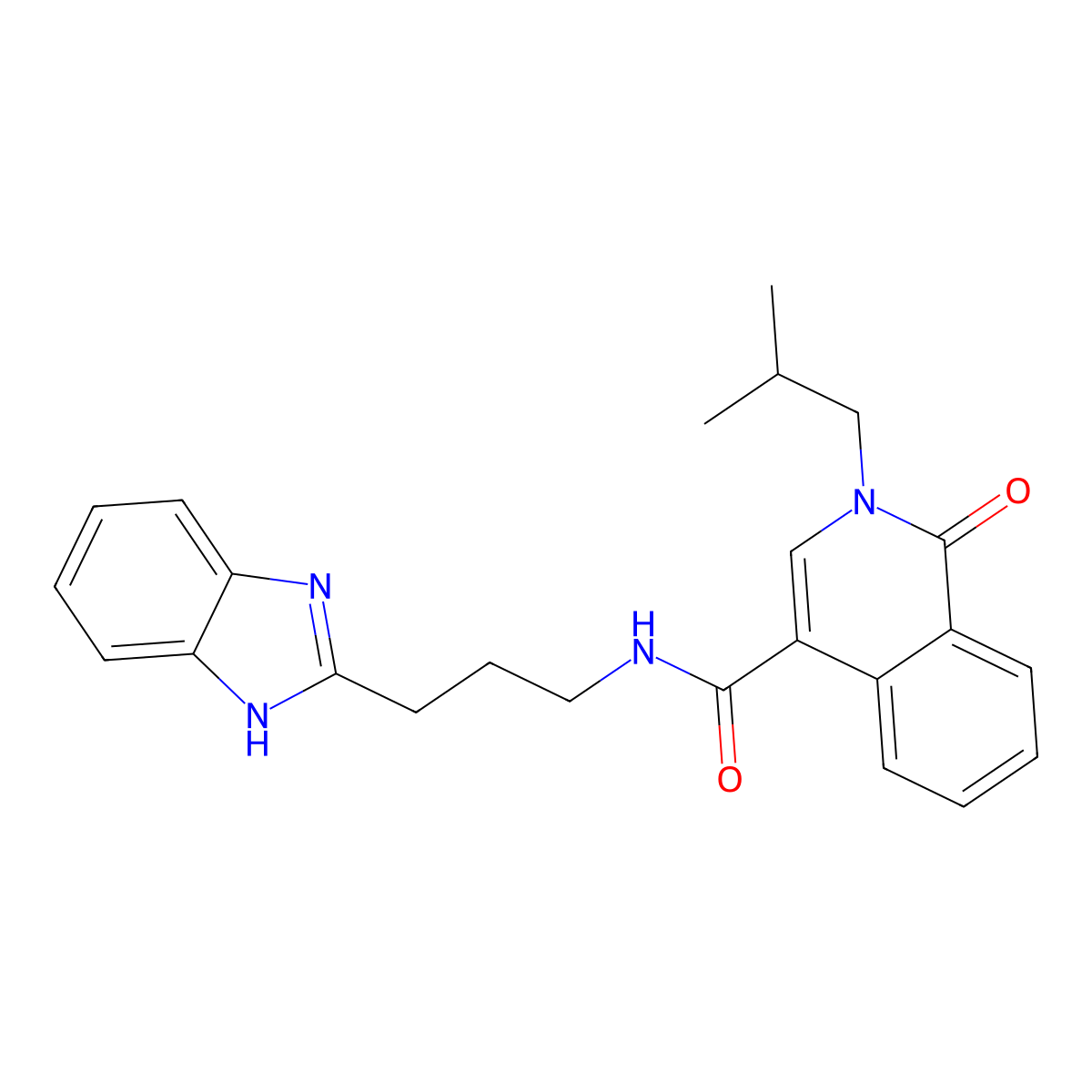 N-(3-(1H-benzo[d]imidazol-2-yl)propyl)-2-isobutyl-1-oxo-1,2-dihydroisoquinoline-4-carboxamide molecular structure, CAS 1401569-75-2