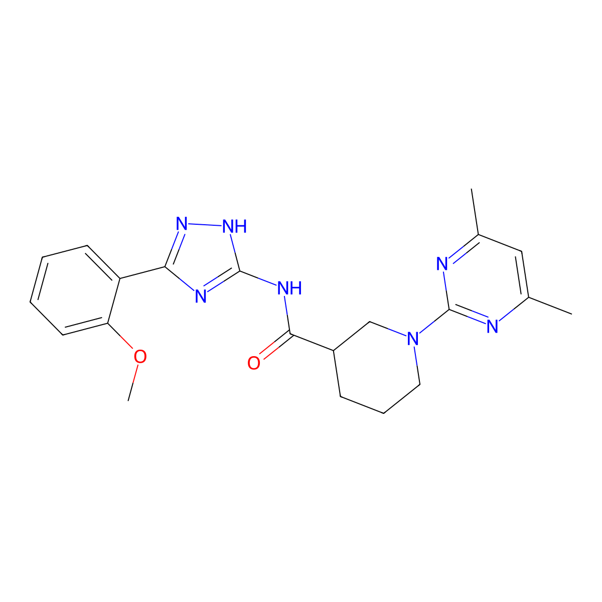 1-(4,6-dimethylpyrimidin-2-yl)-N-[3-(2-methoxyphenyl)-1H-1,2,4-triazol-5-yl]piperidine-3-carboxamide molecular structure, CAS 1401570-01-1