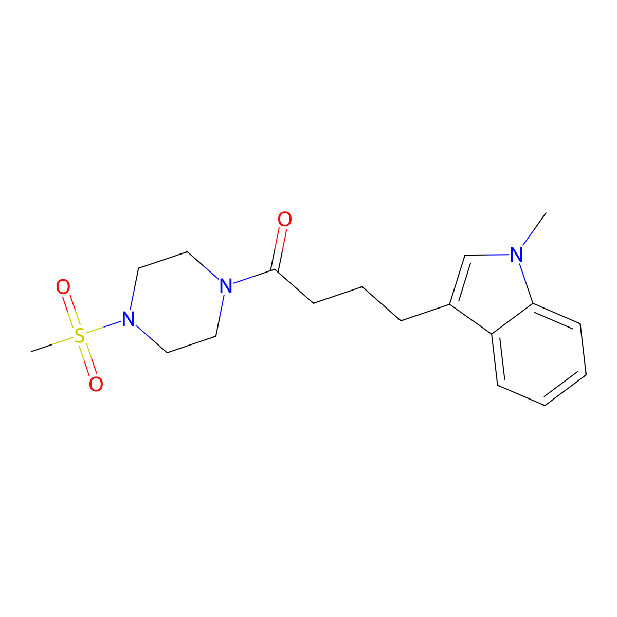 4-(1-methyl-1H-indol-3-yl)-1-[4-(methylsulfonyl)piperazino]-1-butanone molecular structure, CAS 1401570-04-4