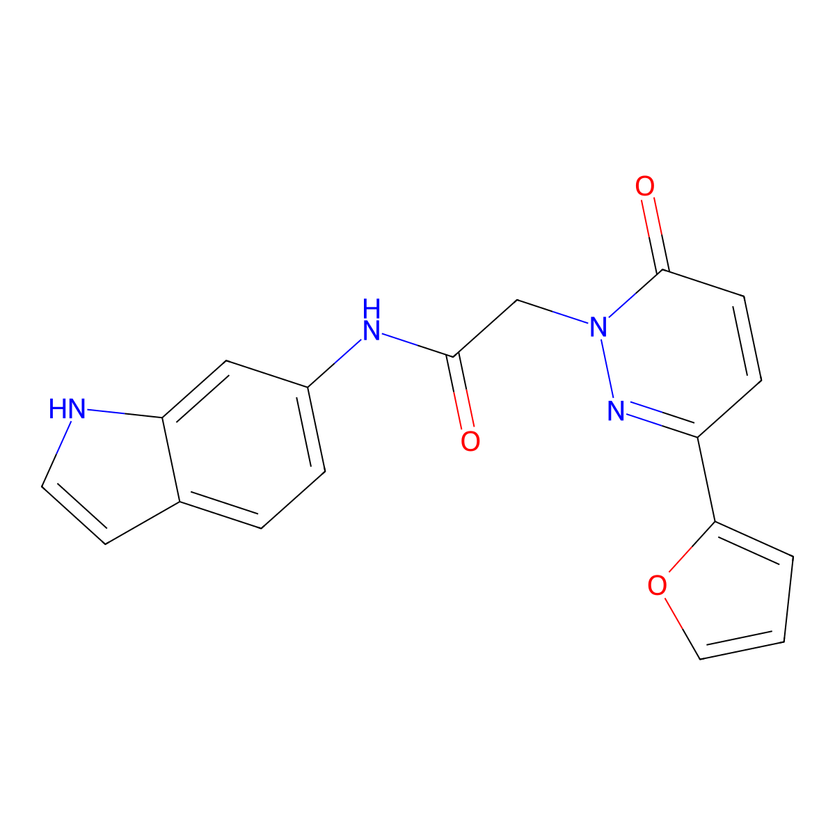 2-[3-(furan-2-yl)-6-oxopyridazin-1(6H)-yl]-N-(1H-indol-6-yl)acetamide molecular structure, CAS 1401572-55-1