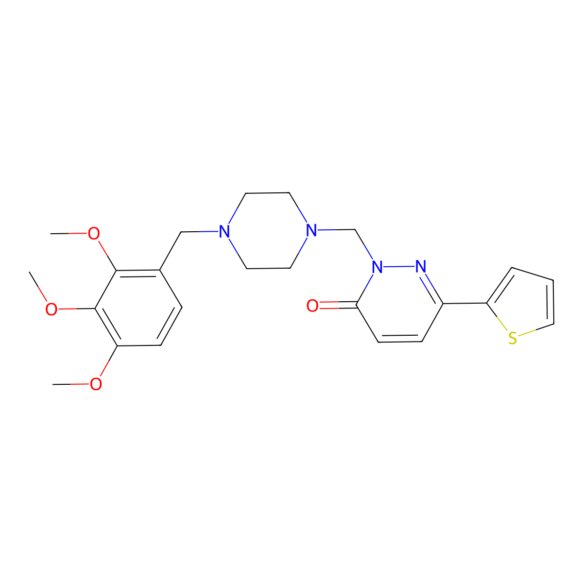 6-(thiophen-2-yl)-2-{[4-(2,3,4-trimethoxybenzyl)piperazin-1-yl]methyl}pyridazin-3(2H)-one molecular structure, CAS 1401572-72-2