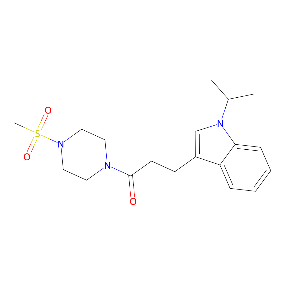 3-(1-isopropyl-1H-indol-3-yl)-1-[4-(methylsulfonyl)piperazino]-1-propanone molecular structure, CAS 1401572-89-1