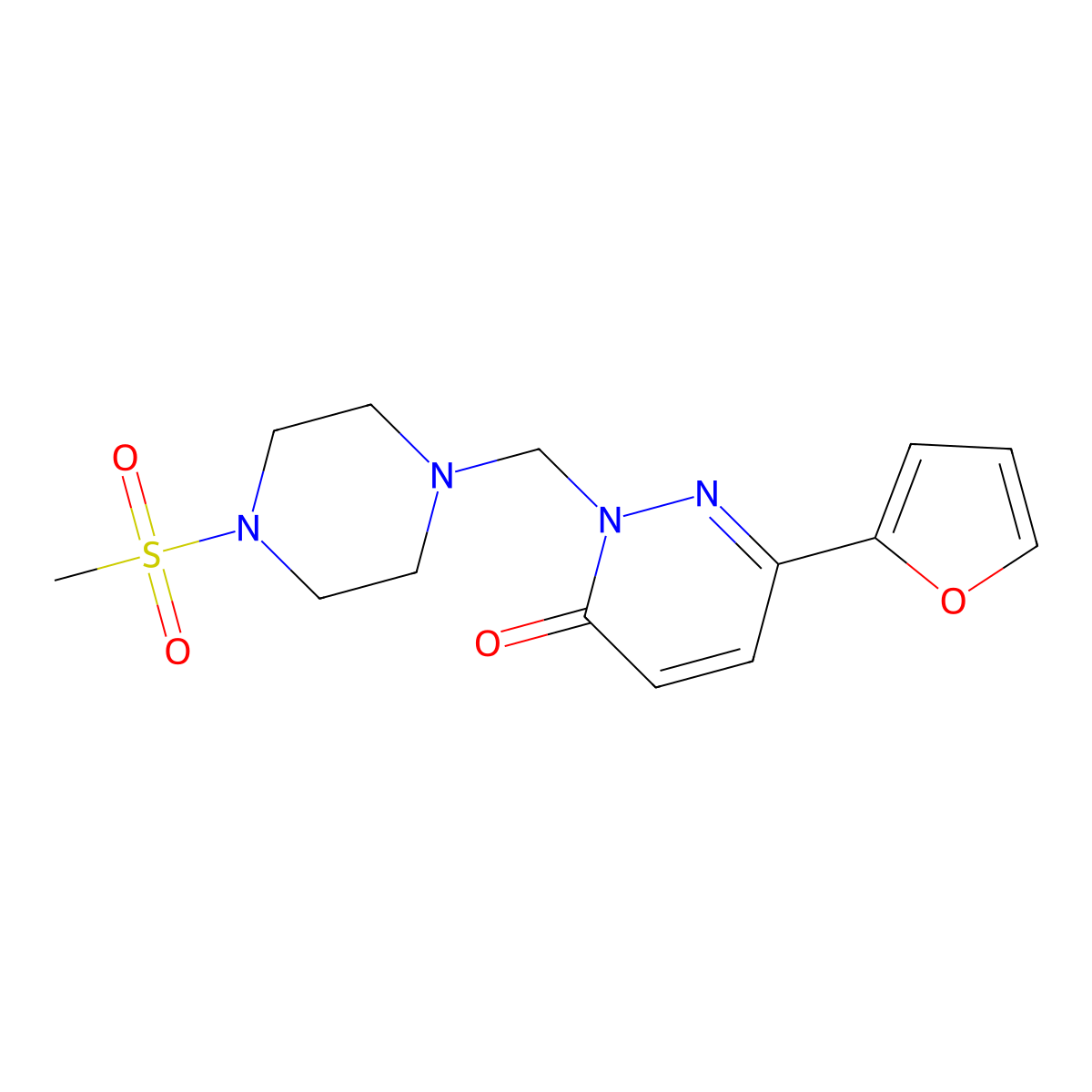 6-(furan-2-yl)-2-{[4-(methylsulfonyl)piperazin-1-yl]methyl}pyridazin-3(2H)-one molecular structure, CAS 1401572-98-2