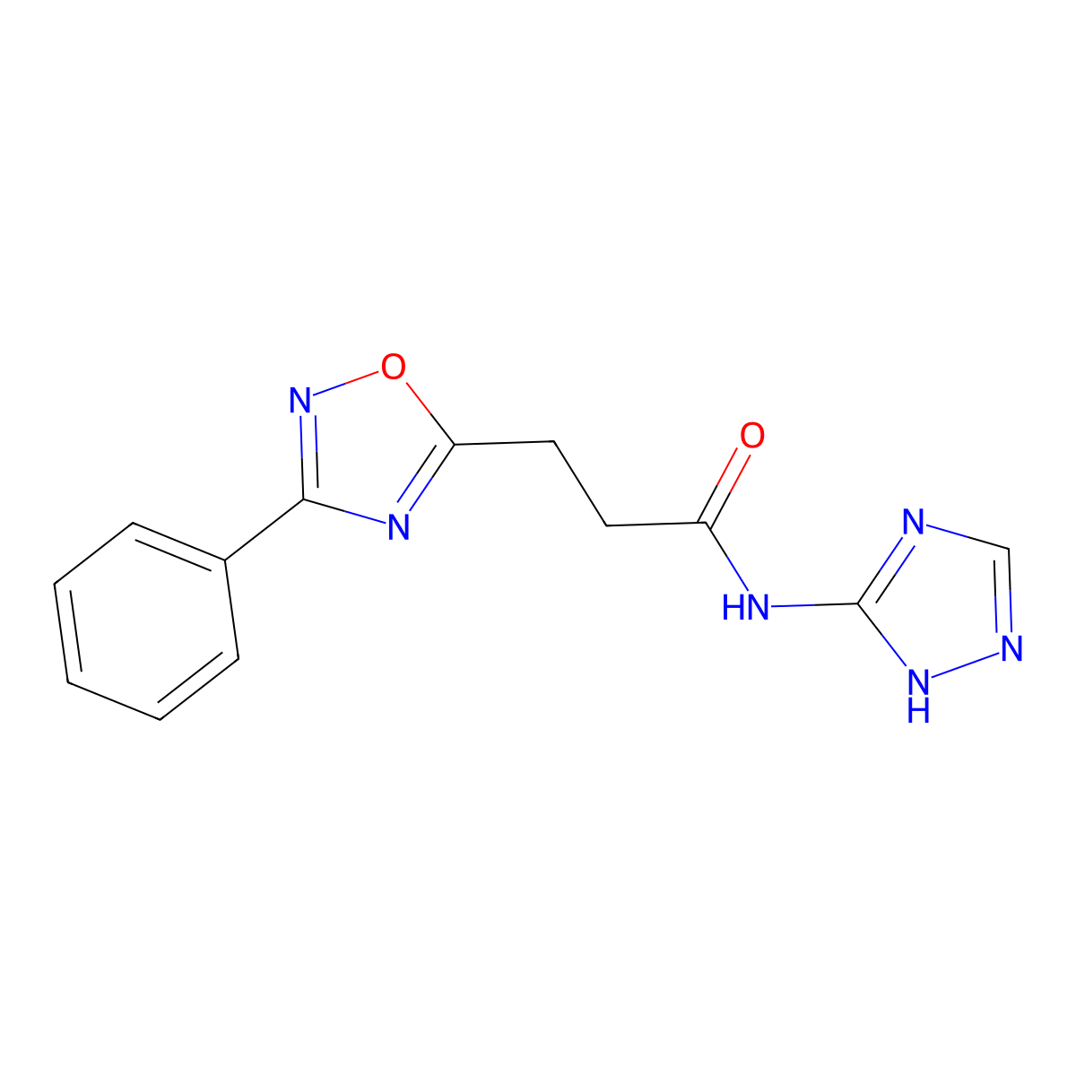 3-(3-phenyl-1,2,4-oxadiazol-5-yl)-N-(1H-1,2,4-triazol-3-yl)propanamide molecular structure, CAS 1401573-04-3