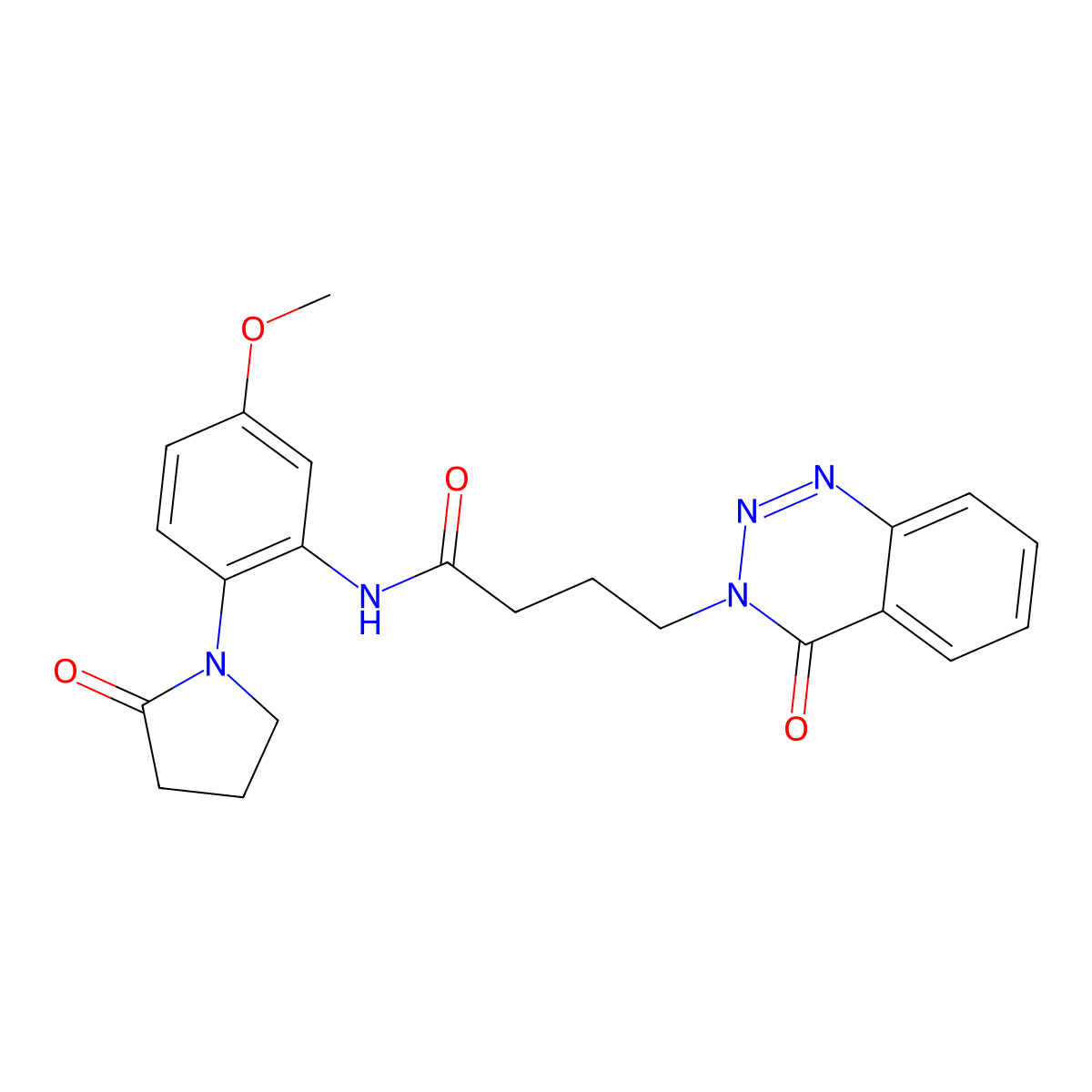 N-[5-methoxy-2-(2-oxopyrrolidin-1-yl)phenyl]-4-(4-oxo-1,2,3-benzotriazin-3(4H)-yl)butanamide molecular structure, CAS 1401573-13-4