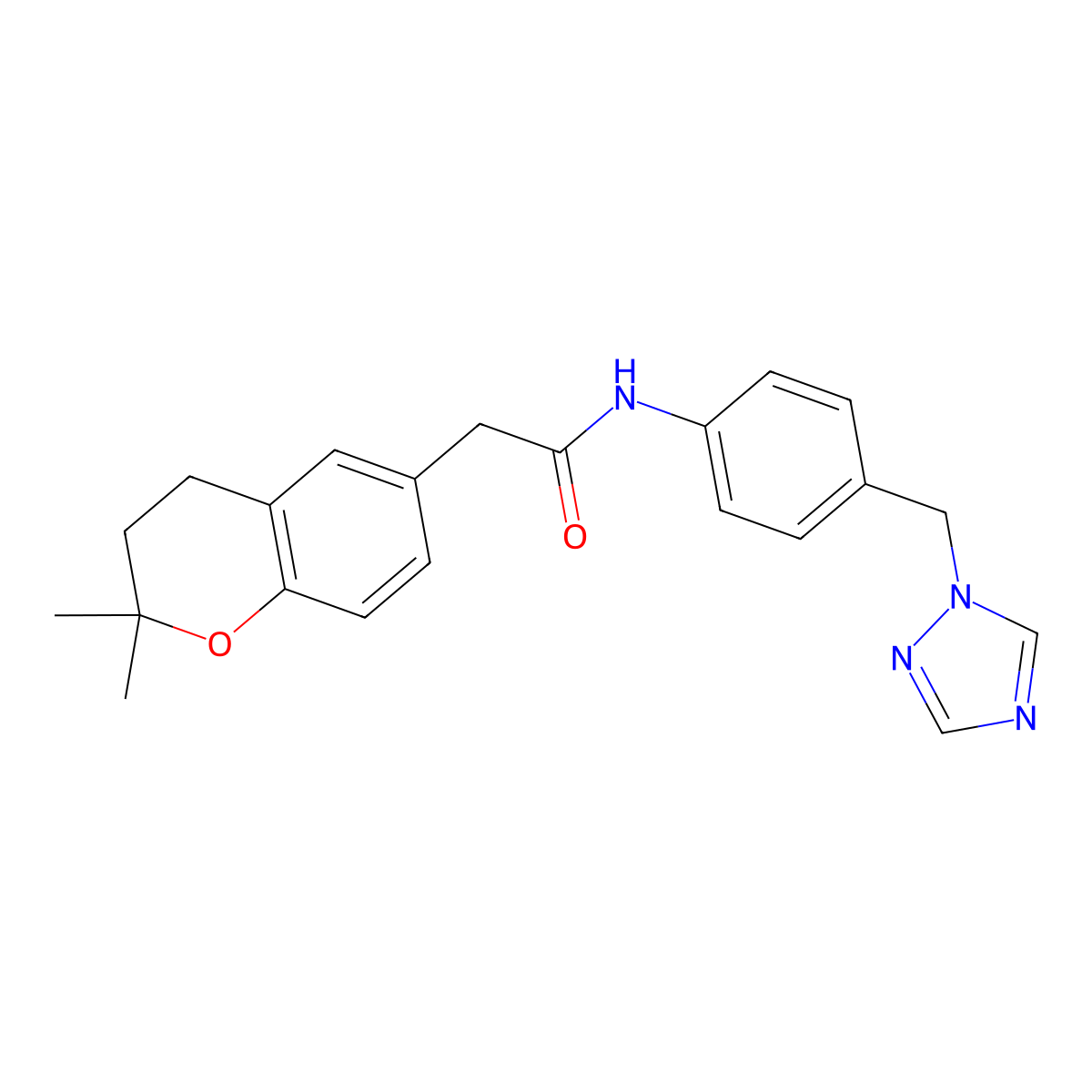 2-(2,2-dimethyl-3,4-dihydro-2H-chromen-6-yl)-N-[4-(1H-1,2,4-triazol-1-ylmethyl)phenyl]acetamide molecular structure, CAS 1401573-19-0