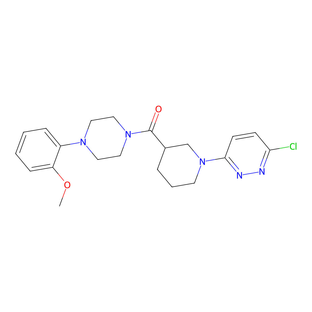 (1-(6-Chloropyridazin-3-yl)piperidin-3-yl)(4-(2-methoxyphenyl)piperazin-1-yl)methanone molecular structure, CAS 1401573-20-3