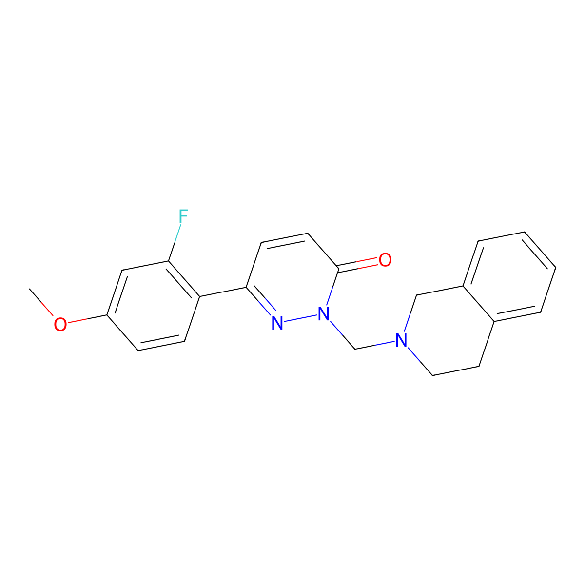 2-(3,4-dihydroisoquinolin-2(1H)-ylmethyl)-6-(2-fluoro-4-methoxyphenyl)pyridazin-3(2H)-one molecular structure, CAS 1401573-22-5