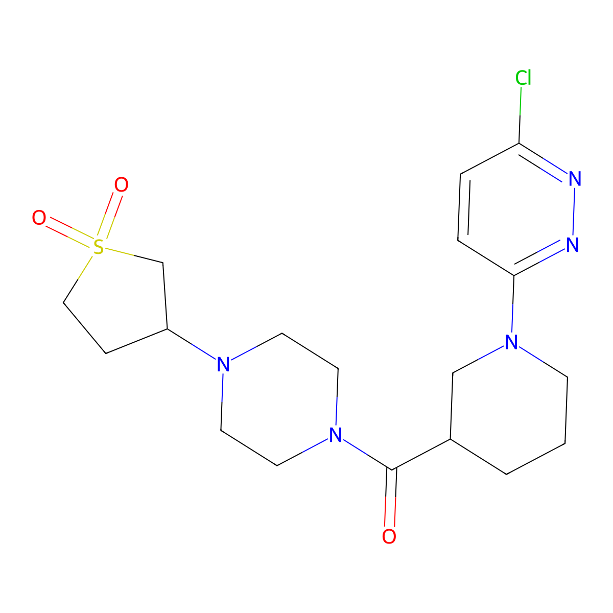 (1-(6-Chloropyridazin-3-yl)piperidin-3-yl)(4-(1,1-dioxidotetrahydrothiophen-3-yl)piperazin-1-yl)methanone molecular structure, CAS 1401573-30-5