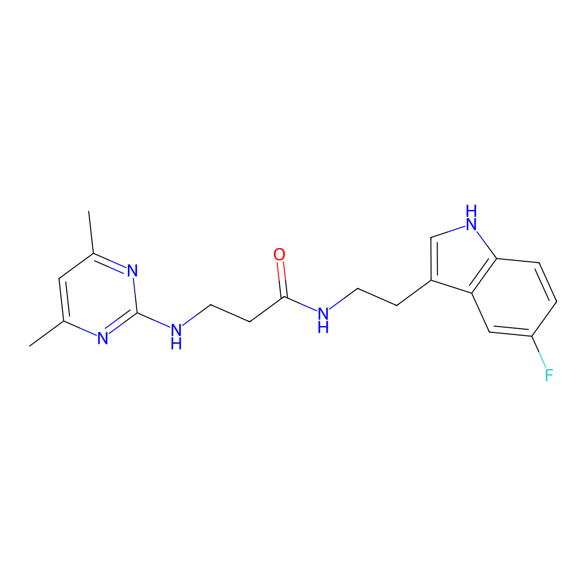 3-[(4,6-dimethyl-2-pyrimidinyl)amino]-N-[2-(5-fluoro-1H-indol-3-yl)ethyl]propanamide molecular structure, CAS 1401573-47-4