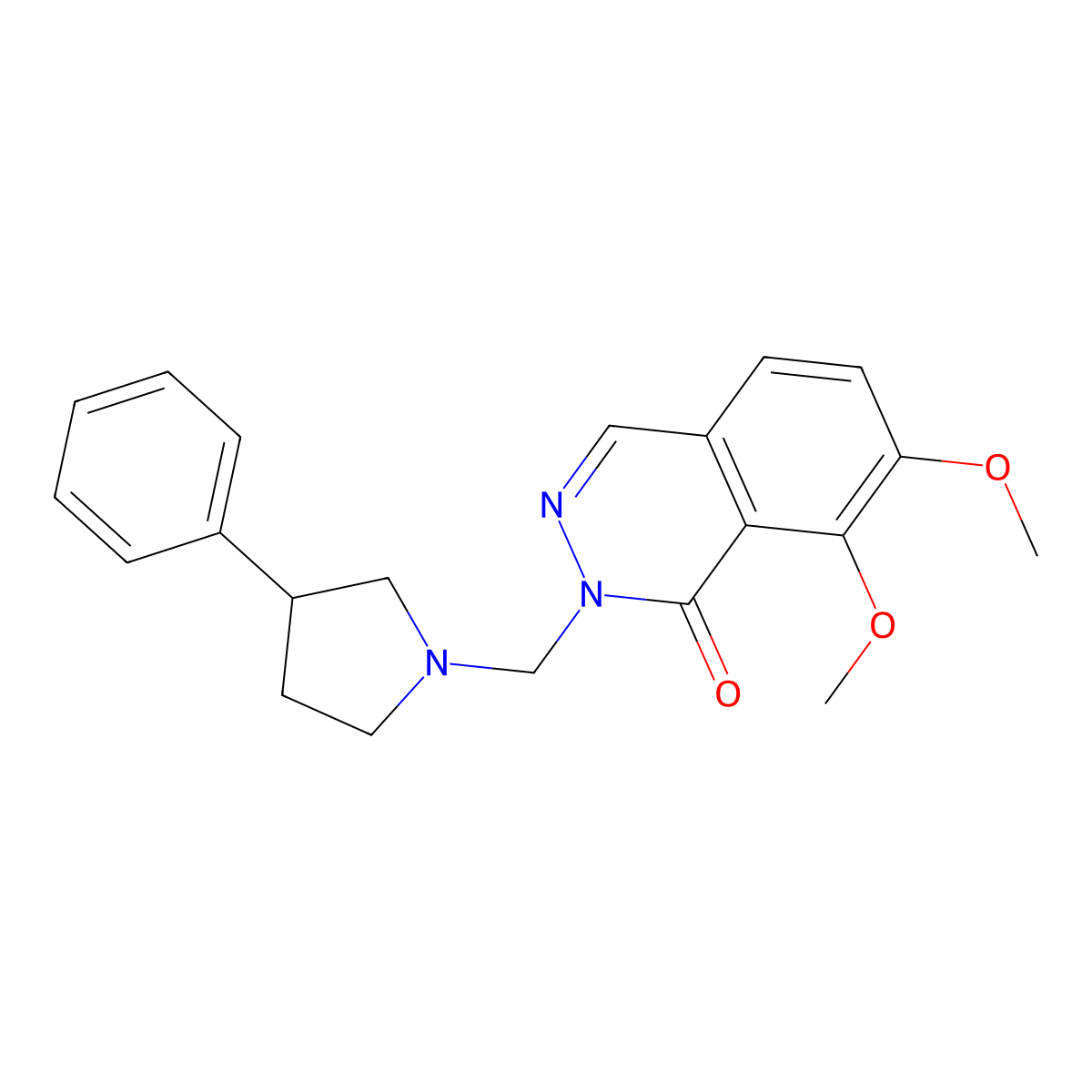 7,8-dimethoxy-2-[(3-phenylpyrrolidin-1-yl)methyl]phthalazin-1(2H)-one molecular structure, CAS 1401573-52-1