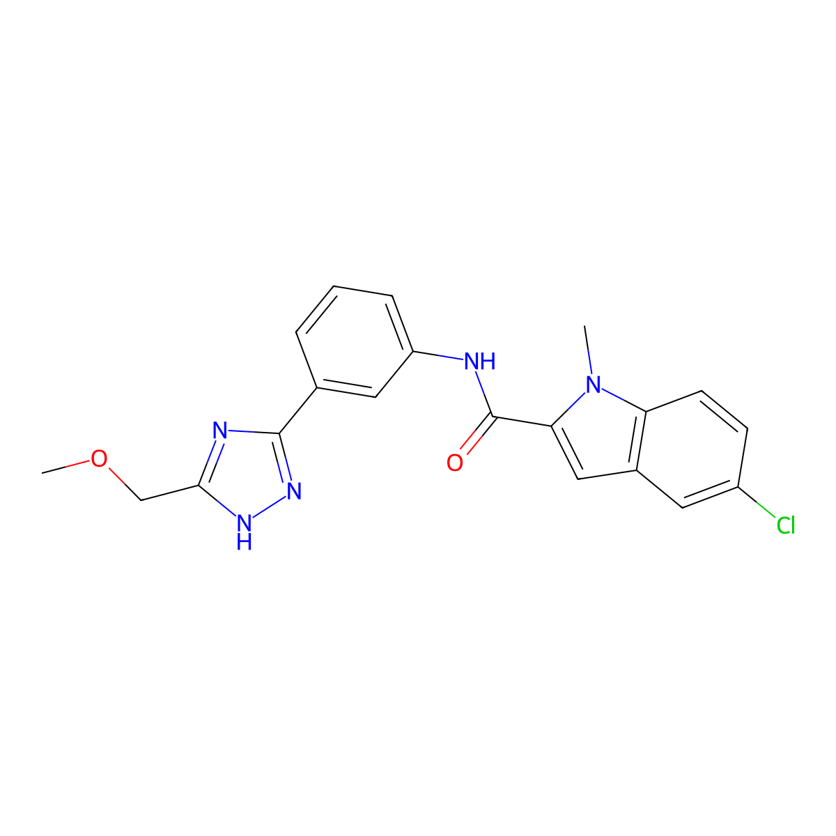 5-chloro-N-{3-[5-(methoxymethyl)-1H-1,2,4-triazol-3-yl]phenyl}-1-methyl-1H-indole-2-carboxamide molecular structure, CAS 1401573-55-4